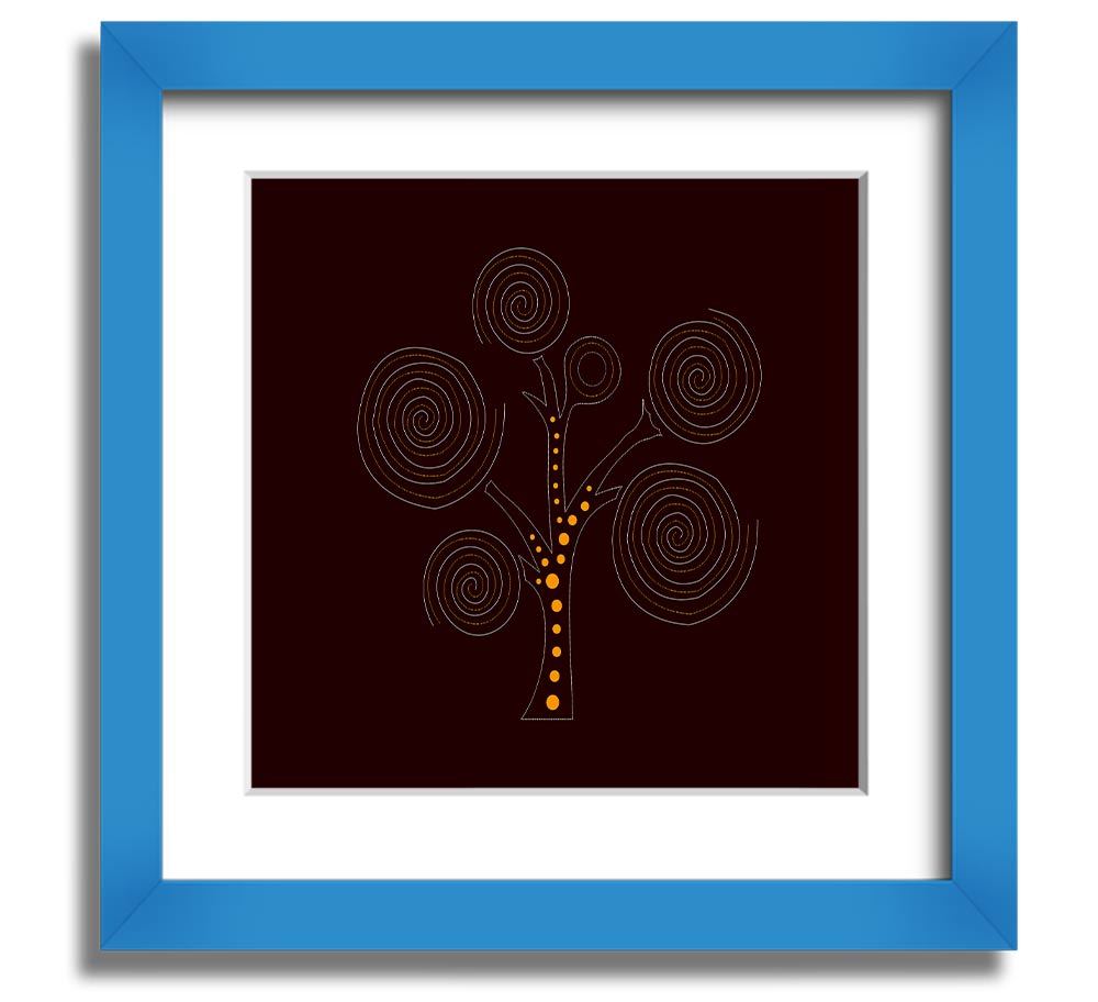 Aboriginal Tree 3 Square Framed Print showcasing vibrant colors and intricate details, framed in a stylish border.